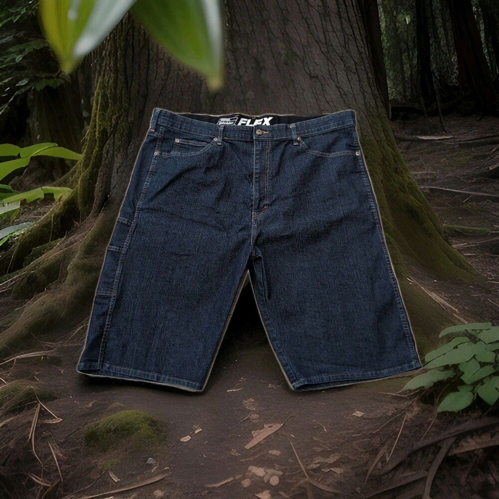 DICKIES BLUE DENIM CARGO SHORTS  WORK WEAR 12" INSEAM MEN'S SIZE 44 EUC